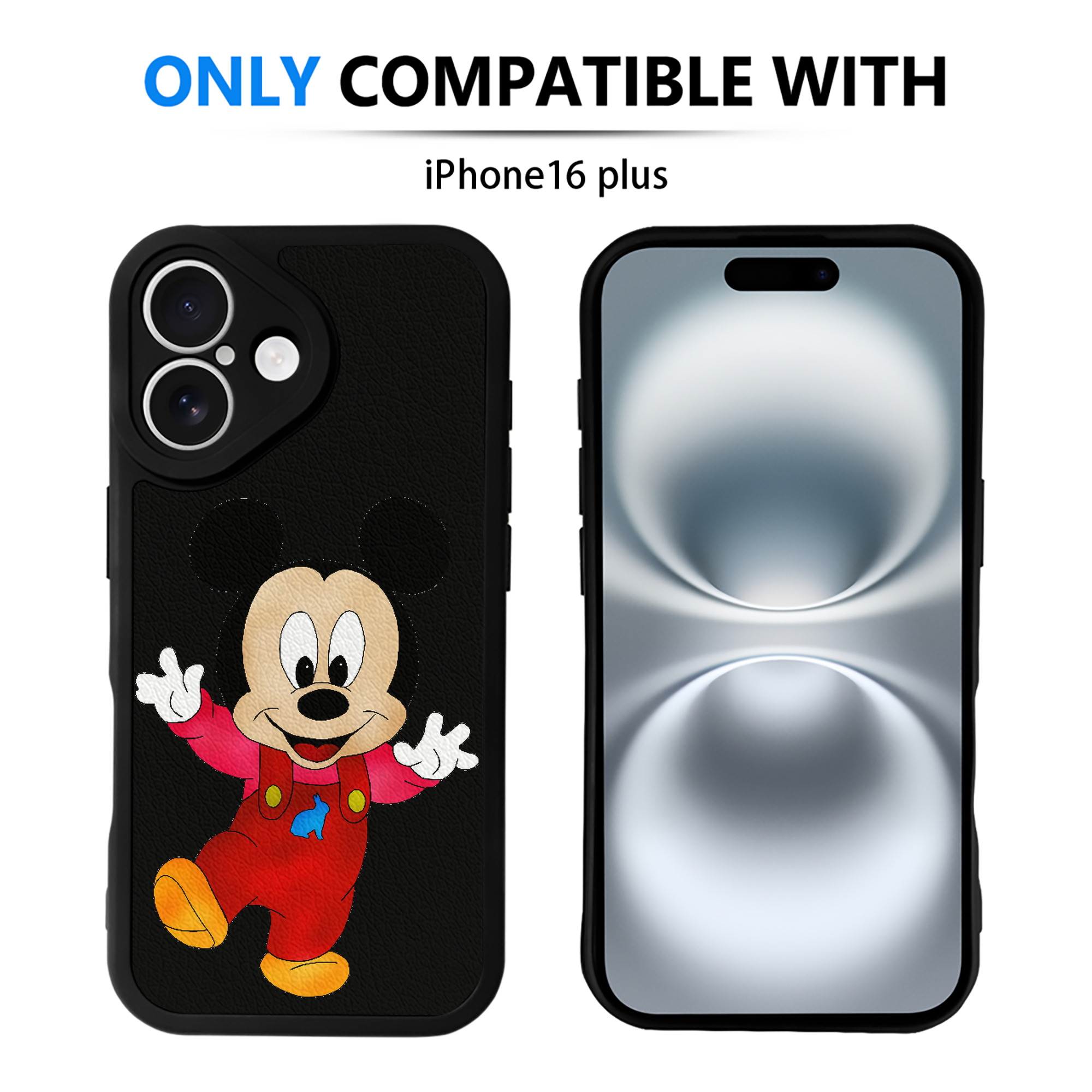 （画像用） ミッキーマウス Mickey Mouse 【iPhone 16シリーズ対応】シリコンスマホケース（レザー調） 材質：シリコン
